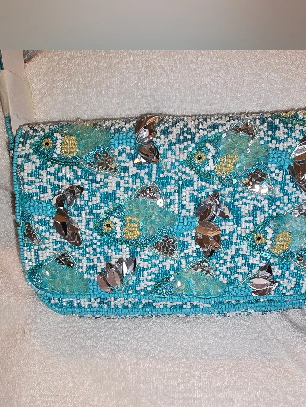 TJ Maxx Viral TikTok Beaded Fish Shoulder Bag Handcrafted India  Ocean Blue NWT